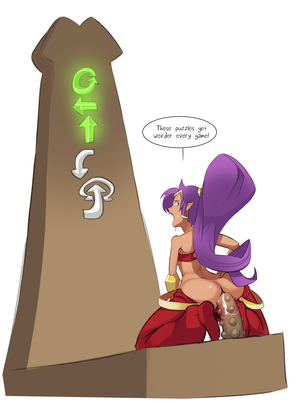 Shantae solving a dildo puzzle