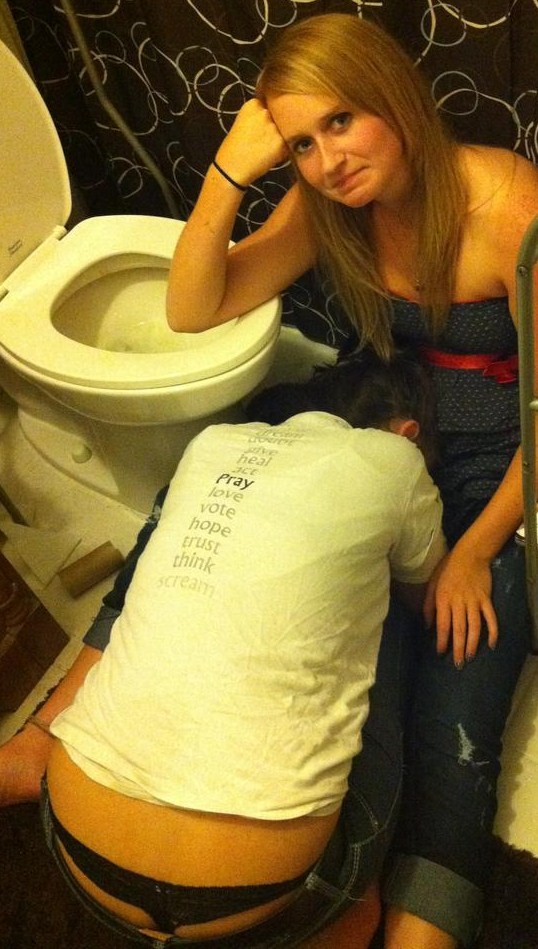 Friends encourage each other to show off your slutty side.