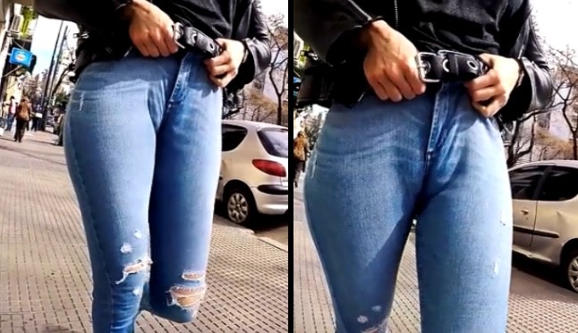 Camel toe in Tight jeans