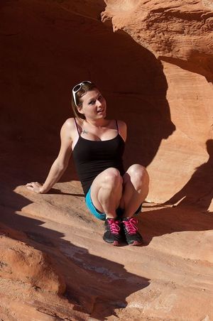 Cute gir... woman Ventura Slutson climbs a mountain for a cleavage revealing Facebook pic for the birthday of Mr Montgomery - SGB