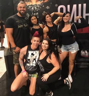 Genevieve Zitricki is a sumtious fitness model posing with her buff muscular boyfriend Colman & a group full of degenerates & models - SGB C