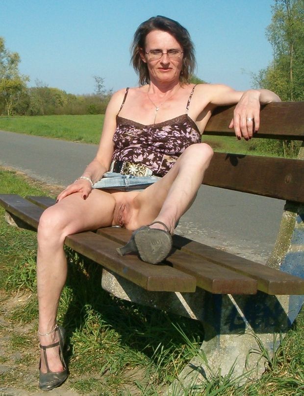 Upskirt on bench