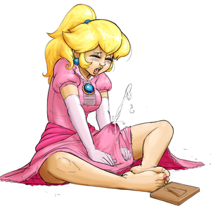 Futa Princess Peach cumming through her dress
