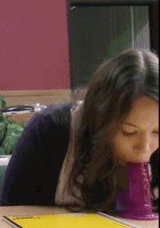 Absolute Gorgeous Brunette Goddess Sucking A Dildo