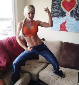 Blonde babe with abs