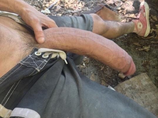 Pulling my huge white cock out