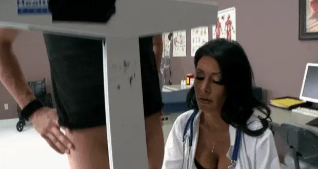 Doctor struggles to stay professional.
