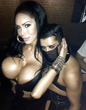 Lulu grabs her gimp slave in a BDSM party club & her huge surgery made giant boobs flashing cleavage - SGB