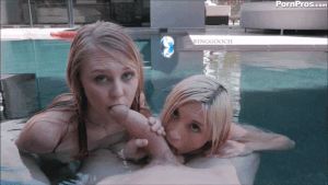 A relaxing poolside blowjob