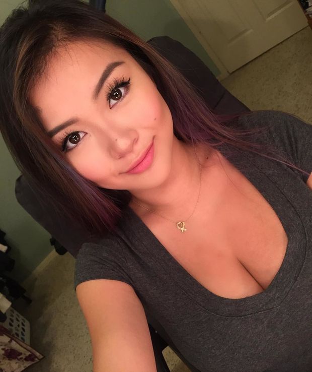Beautiful face and sexy cleavage