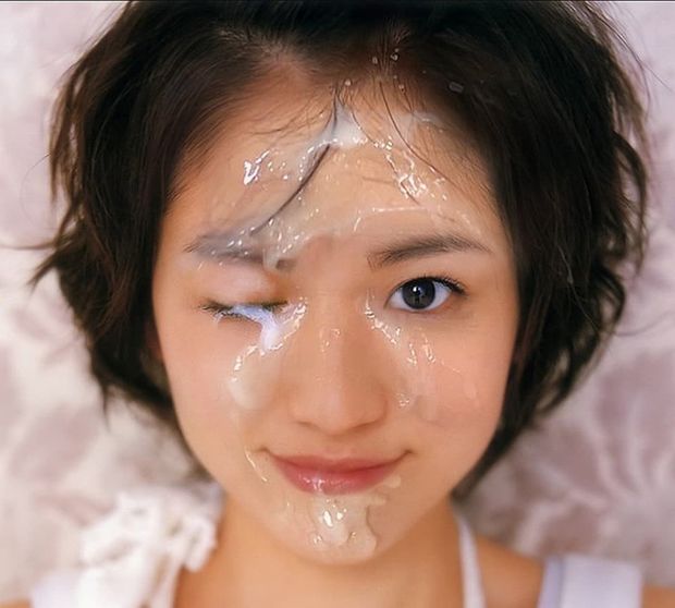 Cute Asian Teen with huge load of cum on her face great facial cumshot