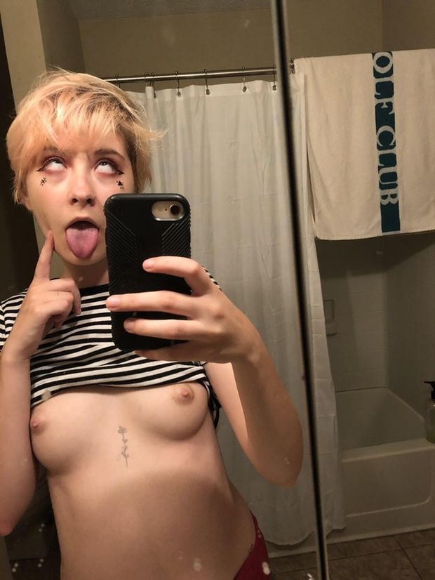 Ahegao mirror selfie.