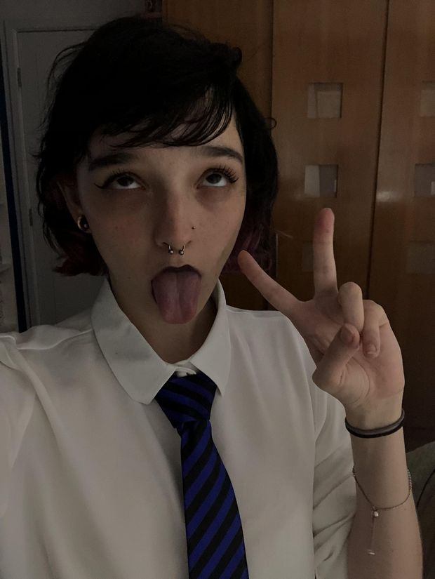 Goth teen ahegao.