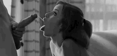 Tongue out for cock