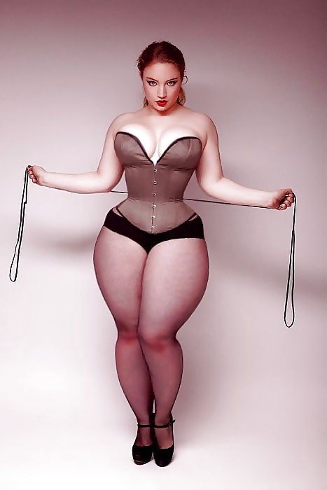 Lady with big legs in pantyhose