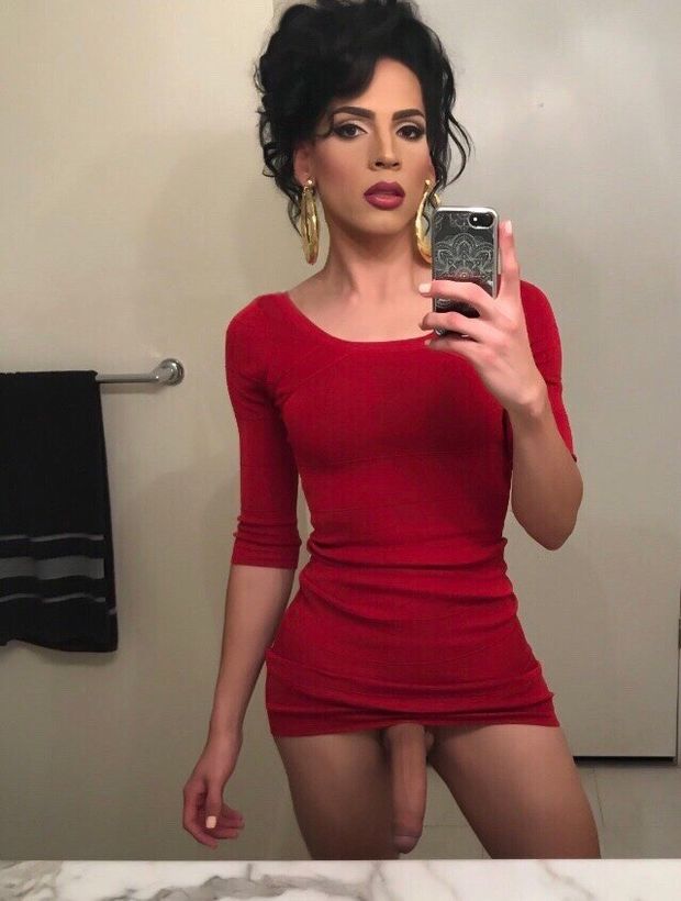 Ladyboy in a red dress