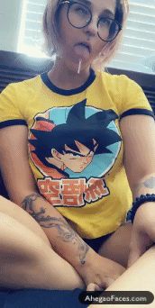 Nerdy teen drooling when making ahegao faces