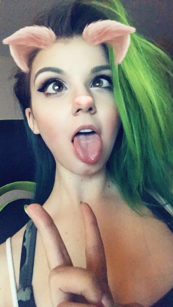 Cutie ahegao face wet tongue with snapchat filter