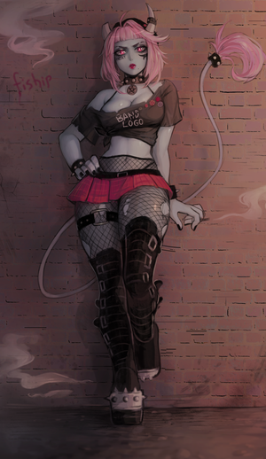 Cute punk-goth fangirl chick (by Fiship)