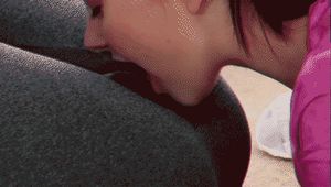 Eating her tight pussy out thru yoga pants