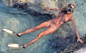 Nude snorkeling fun.