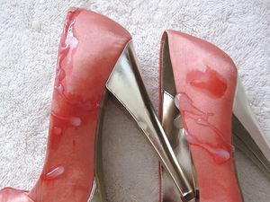 cum on red shoes
