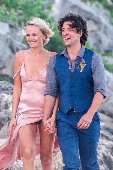 Malin Akerman Upskirt at Her Beach Wedding
