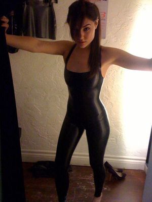 sexy in leather body suit