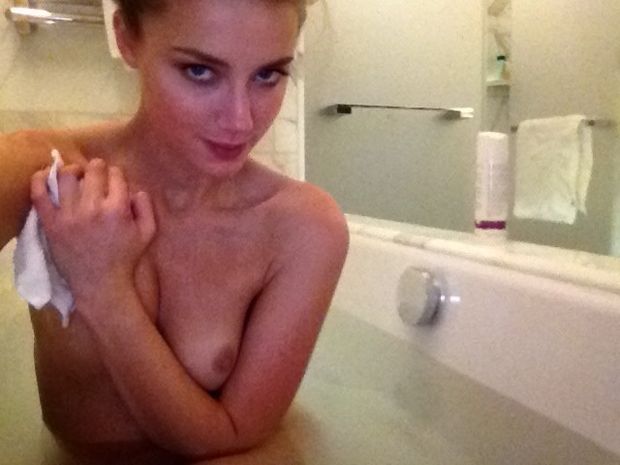 Amber Heard - naked and topless in the bath