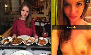 on/off - cute brunette showing tits in snapchat