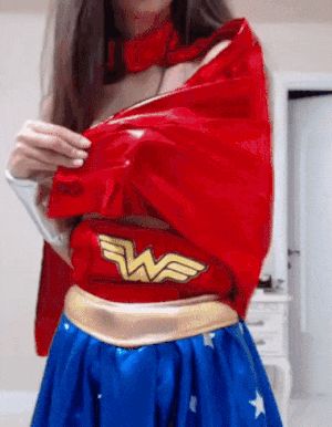 gif - cute brunette topless wonder woman