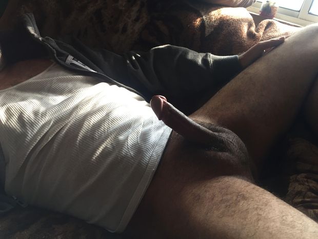 Nice erection on the couch with the sun from my window