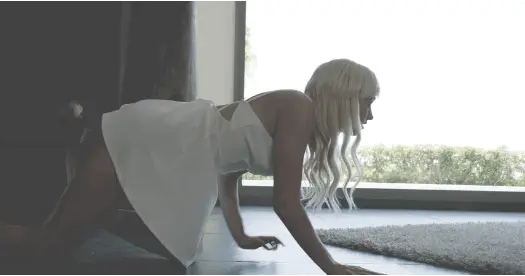 gif - cute blonde in dress crawling on all fours