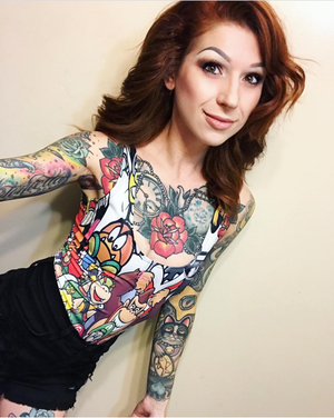 Inked up redhead