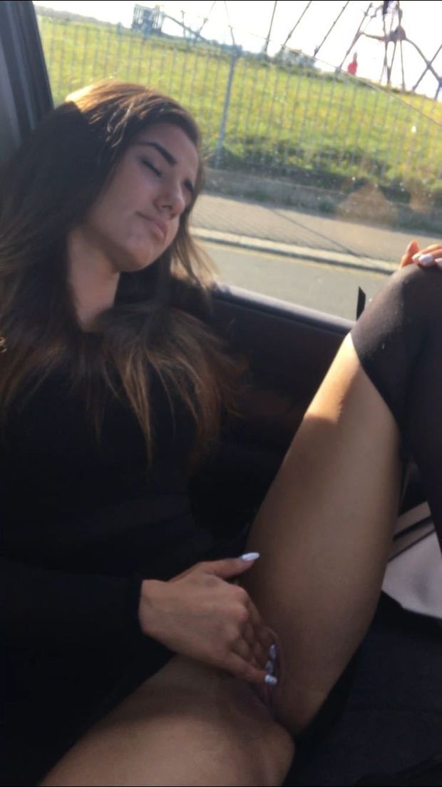 no panties masturbating in the car