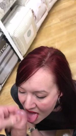 The store was almost empty when Mom pulled my cock out and blew me ... she was horny ... AGAIN