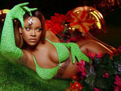 Rihanna see thru lingerie pantyless topless photo shoot for SavageXFenty