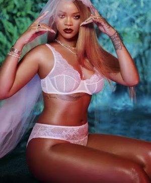 Rihanna see thru lingerie pantyless topless photo shoot for SavageXFenty