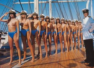 Group Topless on Boat