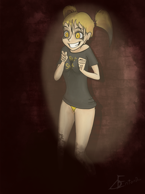 Here's a fangirl in her bat shirt… which she's crazy about.