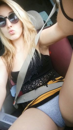 panty peek in the car