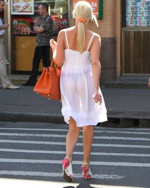 White dress black thong - slut