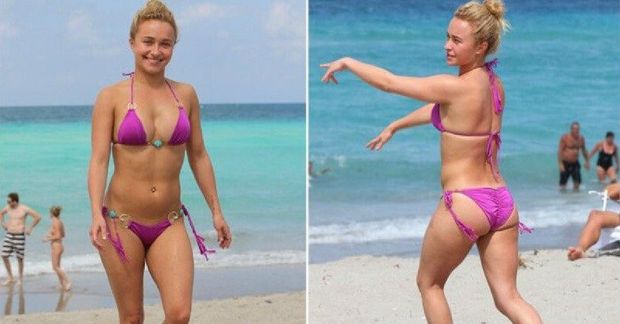 Hayden Panettiere in purple bikini