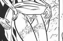 The bride lifts her dress up and sees her beautifully small tight panties