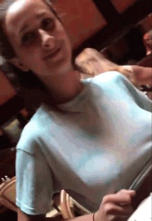 “Hi!!” (Brunette Teen Flashes Big Tits)
