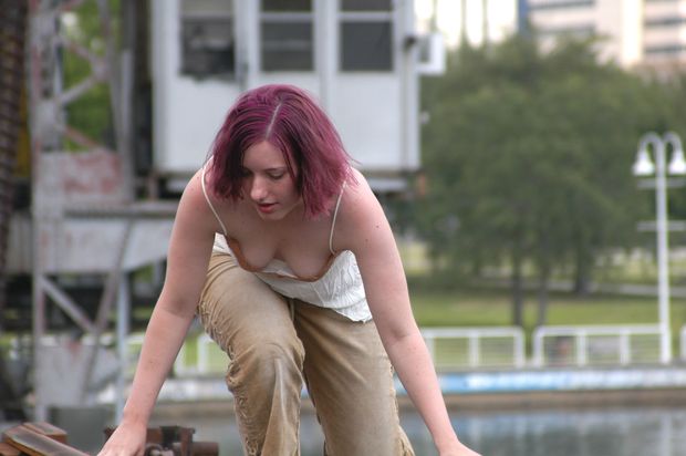 Downblouse redhead