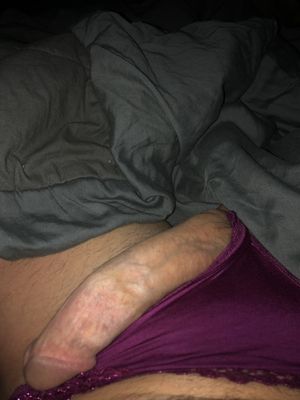 My cock in panties. Will someone please suck it