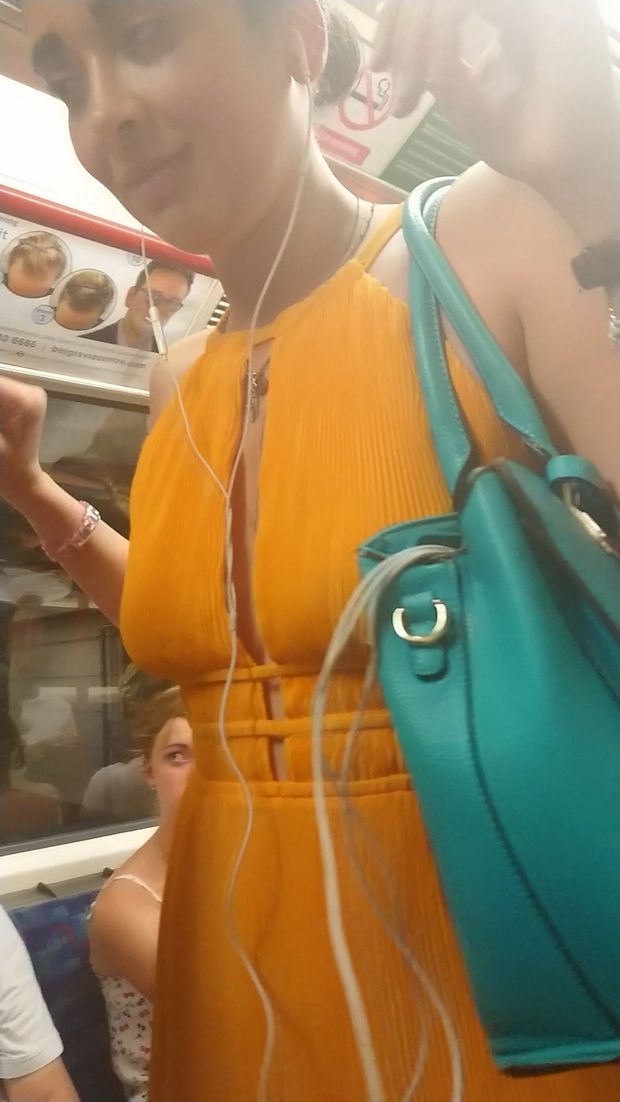 braless on london underground