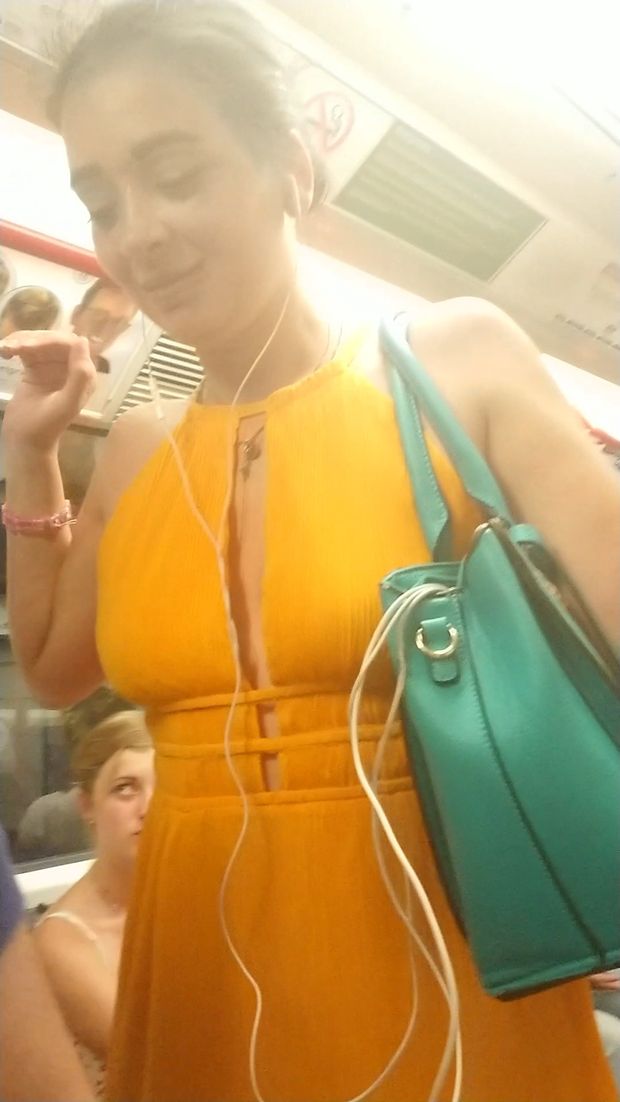 braless on london underground