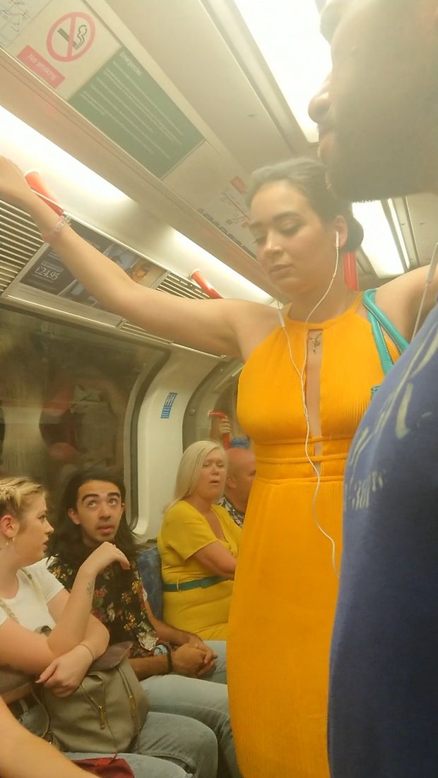 braless on london underground
